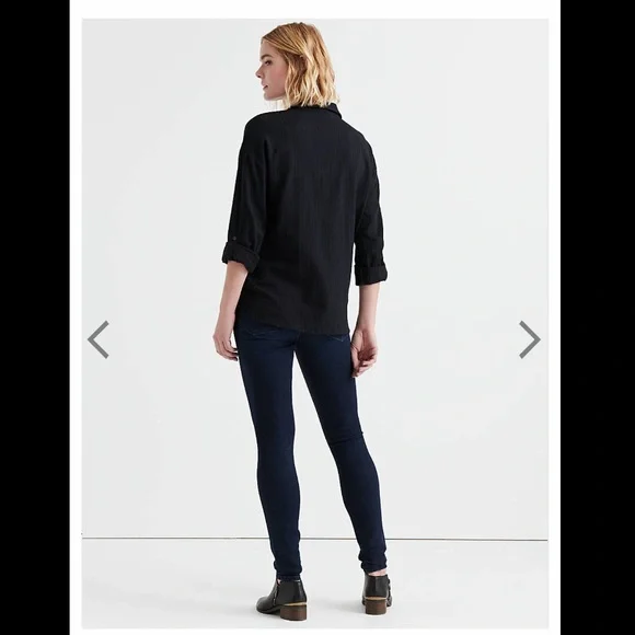 NWT- Lucky Brand Wrap Front Top- Black- M - Picture 7 of 7